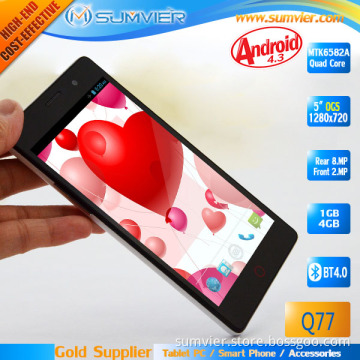 Cheapest 5" HD IPS LCD 1280*720 Mt6582A Quad Core Andorid Phone (Q77)